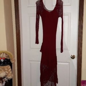 Red crochet dress